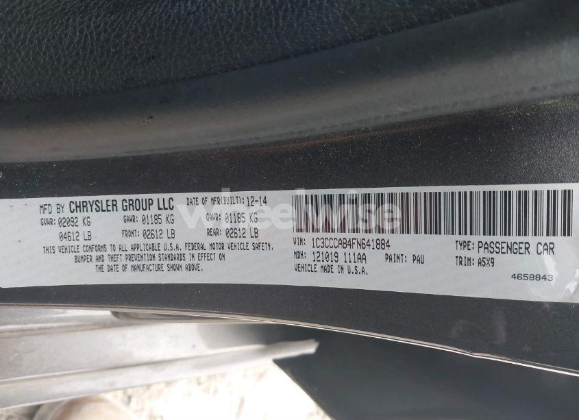 Photo 9 of 2015 Chrysler 200 LIMITED (VIN 1C3CCCAB4FN641884)