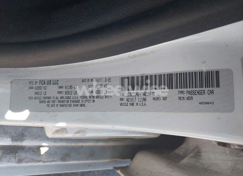 Photo 9 of 2015 Chrysler 200 LIMITED (VIN 1C3CCCAB4FN659446)