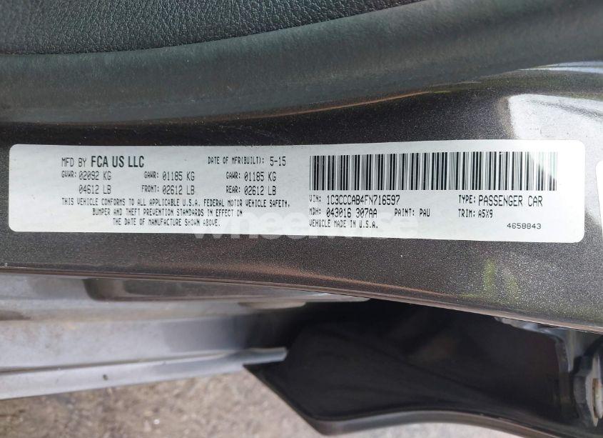 Photo 9 of 2015 Chrysler 200 LIMITED (VIN 1C3CCCAB4FN716597)