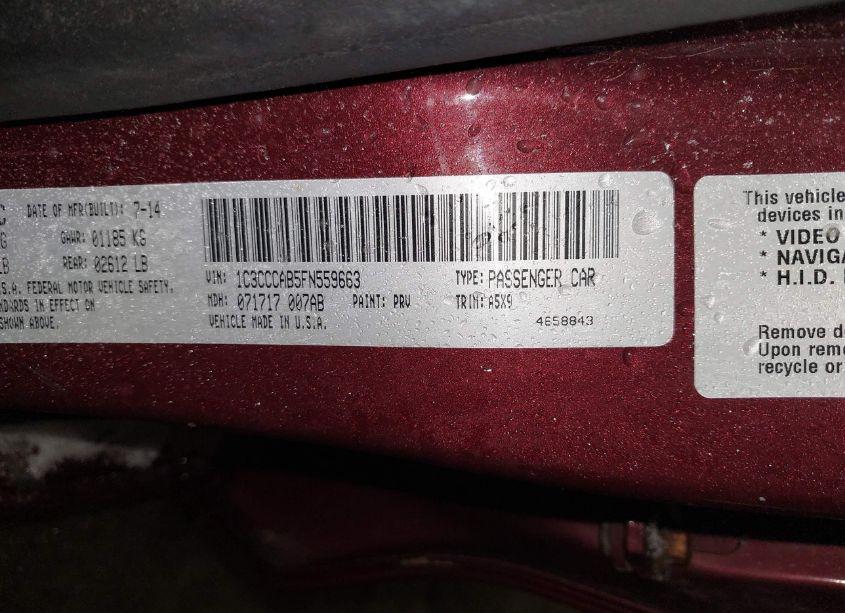 Photo 9 of 2015 Chrysler 200 LIMITED (VIN 1C3CCCAB5FN559663)