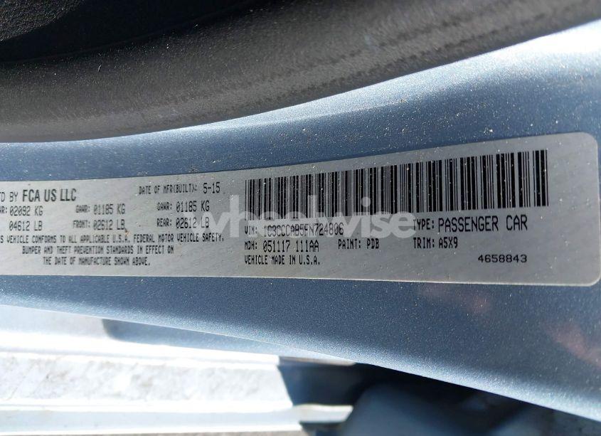 Photo 9 of 2015 Chrysler 200 LIMITED (VIN 1C3CCCAB5FN724806)