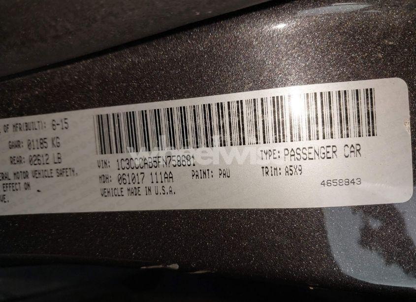 Photo 9 of 2015 Chrysler 200 LIMITED (VIN 1C3CCCAB5FN758681)