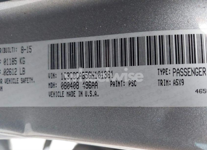 Photo 9 of 2016 Chrysler 200 LIMITED (VIN 1C3CCCAB5GN101381)