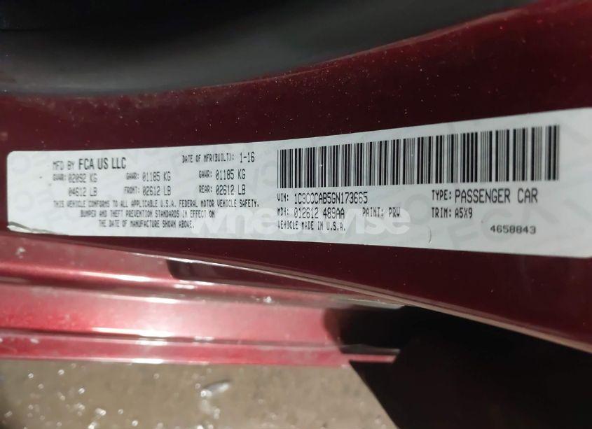 Photo 9 of 2016 Chrysler 200 LIMITED (VIN 1C3CCCAB5GN173665)