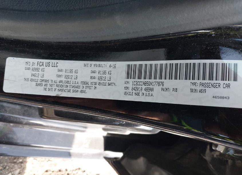 Photo 9 of 2016 Chrysler 200 LIMITED (VIN 1C3CCCAB5GN177876)