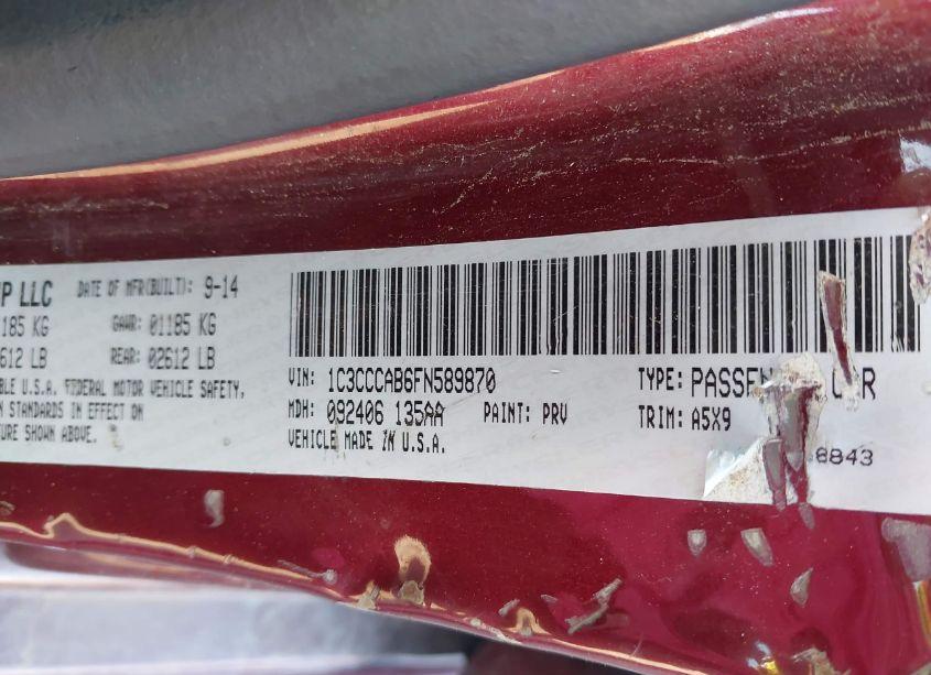 Photo 9 of 2015 Chrysler 200 LIMITED (VIN 1C3CCCAB6FN589870)