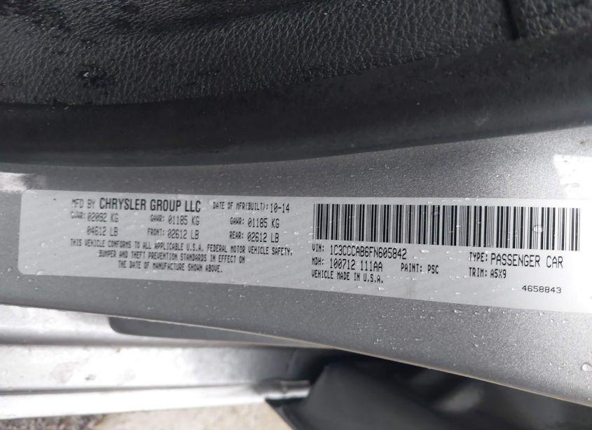 Photo 9 of 2015 Chrysler 200 LIMITED (VIN 1C3CCCAB6FN605842)