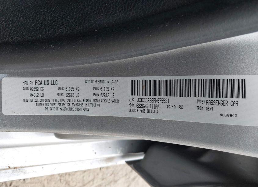 Photo 9 of 2015 Chrysler 200 LIMITED (VIN 1C3CCCAB6FN675521)