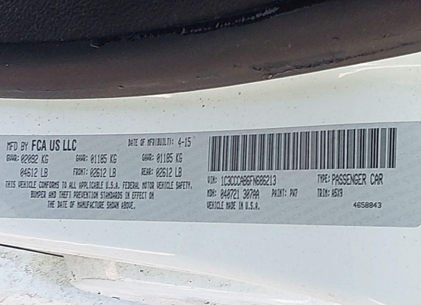 Photo 9 of 2015 Chrysler 200 LIMITED (VIN 1C3CCCAB6FN686213)