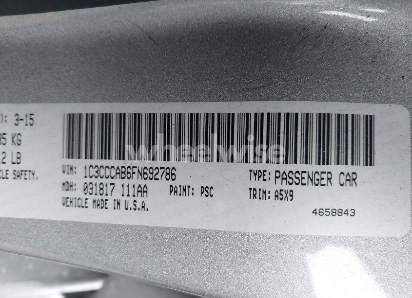 Photo 9 of 2015 Chrysler 200 LIMITED (VIN 1C3CCCAB6FN692786)