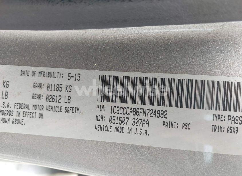 Photo 9 of 2015 Chrysler 200 LIMITED (VIN 1C3CCCAB6FN724992)