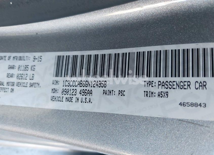 Photo 9 of 2016 Chrysler 200 LIMITED (VIN 1C3CCCAB6GN124958)