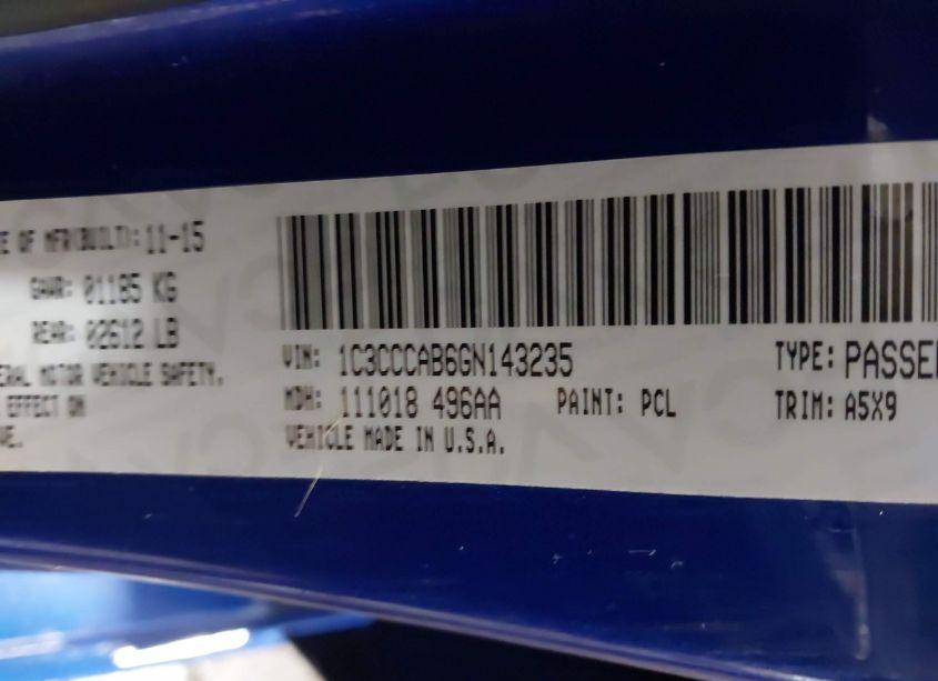 Photo 9 of 2016 Chrysler 200 LIMITED (VIN 1C3CCCAB6GN143235)