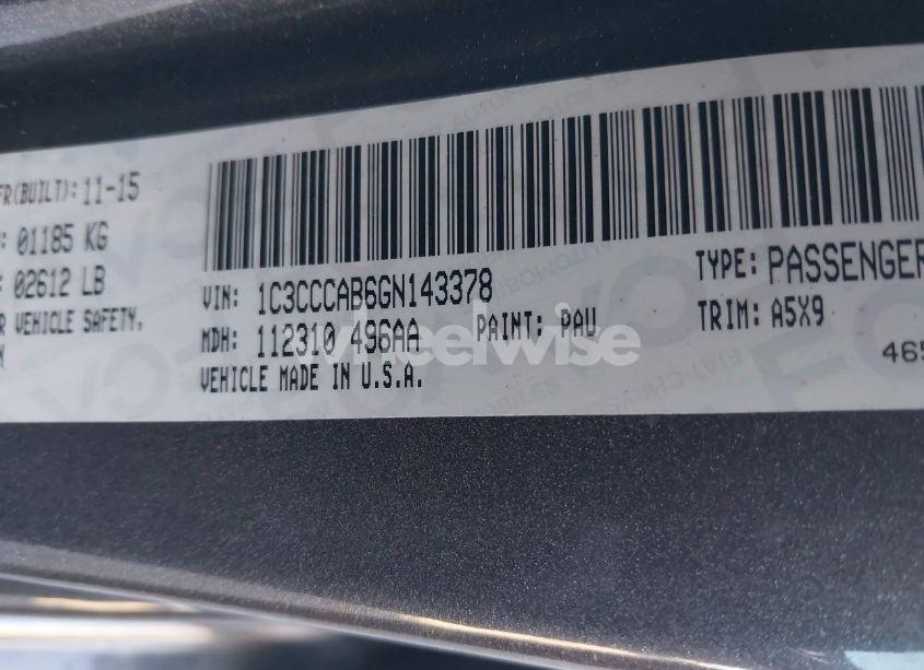 Photo 9 of 2016 Chrysler 200 LIMITED (VIN 1C3CCCAB6GN143378)