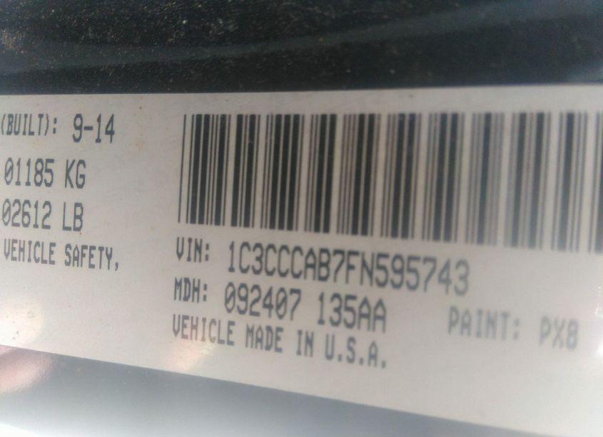 Photo 9 of 2015 Chrysler 200 LIMITED (VIN 1C3CCCAB7FN595743)