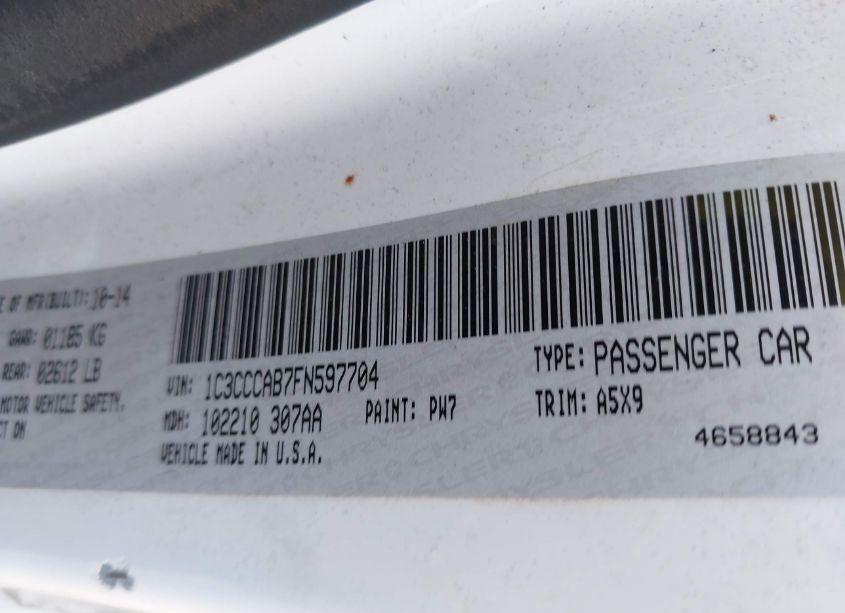 Photo 9 of 2015 Chrysler 200 LIMITED (VIN 1C3CCCAB7FN597704)