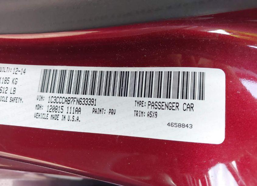 Photo 8 of 2015 Chrysler 200 LIMITED (VIN 1C3CCCAB7FN633391)