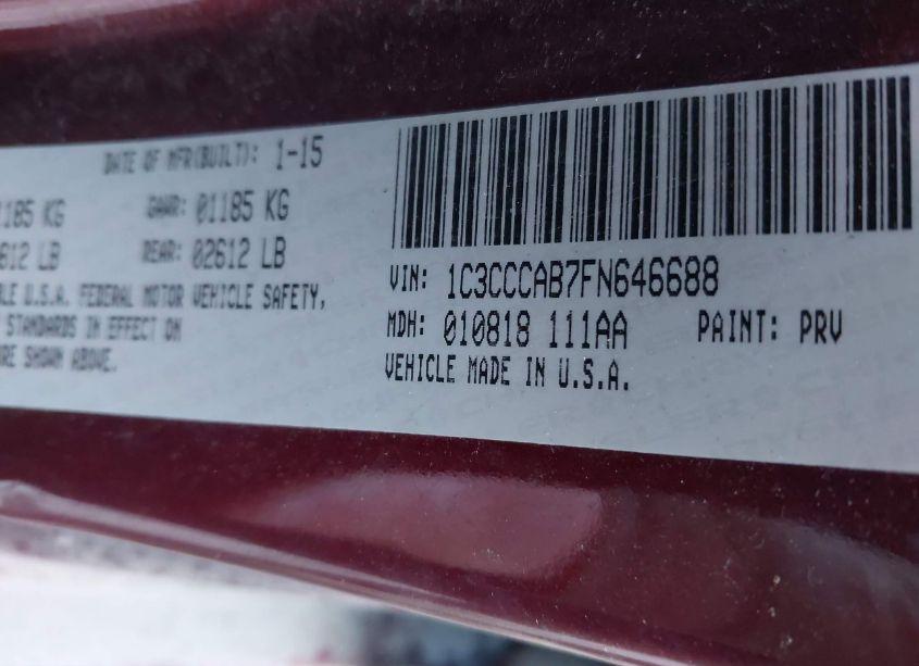 Photo 9 of 2015 Chrysler 200 LIMITED (VIN 1C3CCCAB7FN646688)