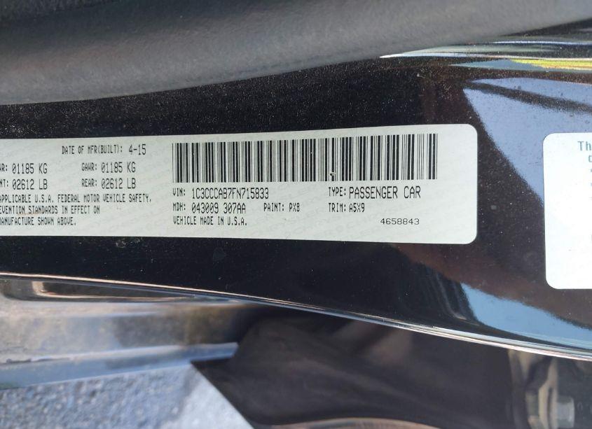 Photo 9 of 2015 Chrysler 200 LIMITED (VIN 1C3CCCAB7FN715833)