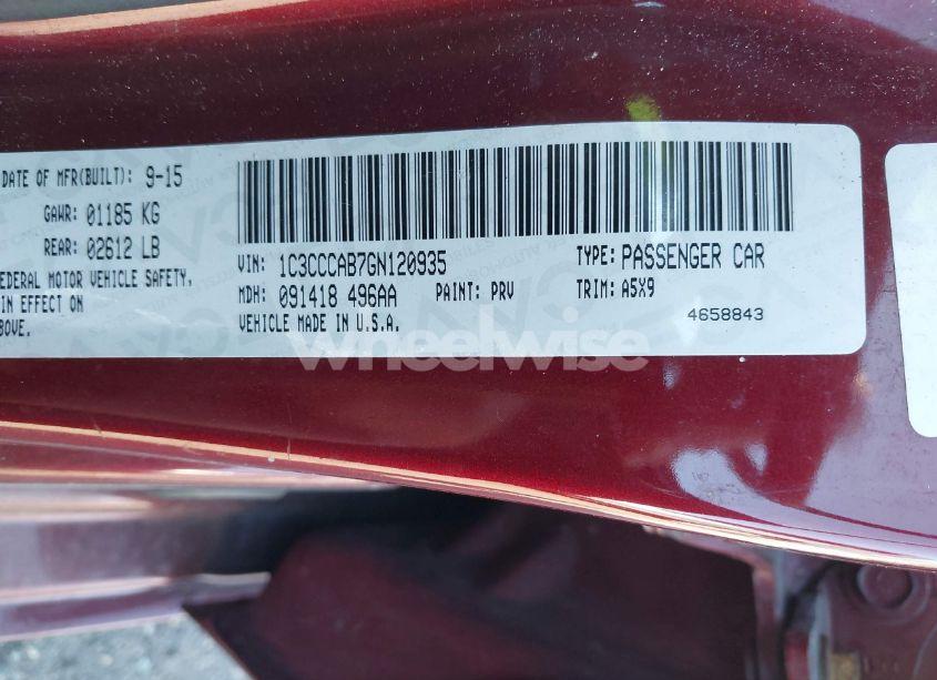 Photo 9 of 2016 Chrysler 200 LIMITED (VIN 1C3CCCAB7GN120935)