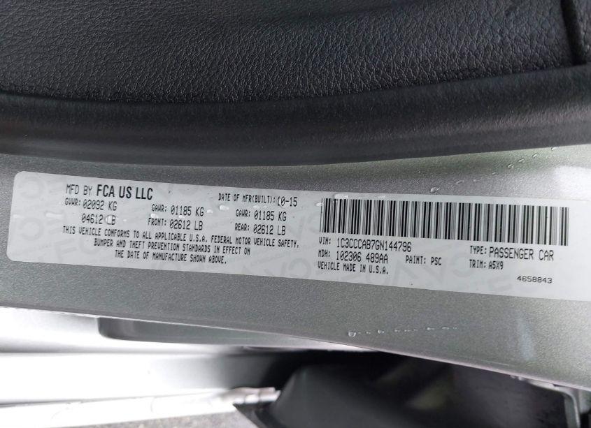 Photo 9 of 2016 Chrysler 200 LIMITED (VIN 1C3CCCAB7GN144796)