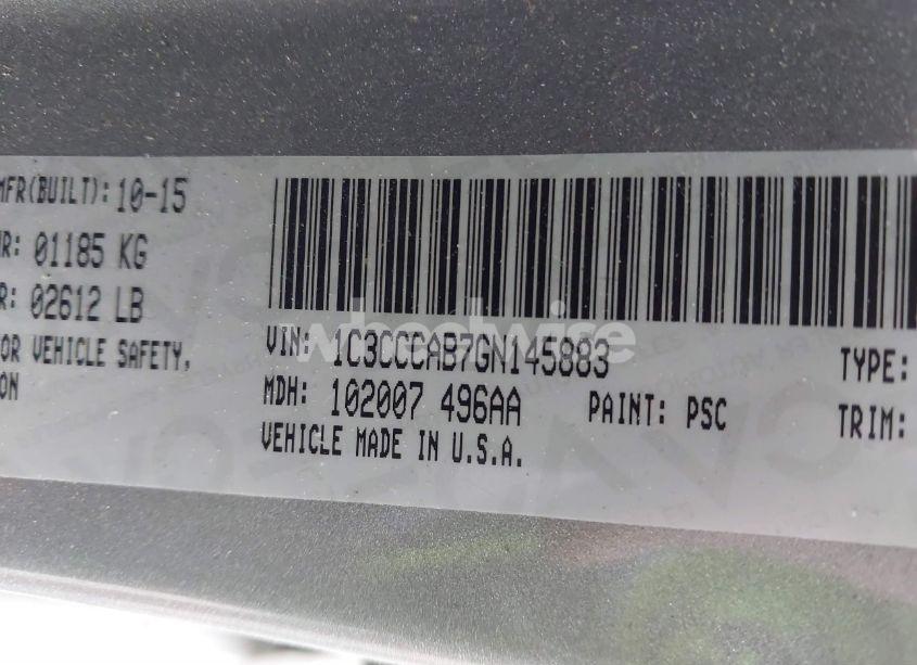 Photo 9 of 2016 Chrysler 200 LIMITED (VIN 1C3CCCAB7GN145883)