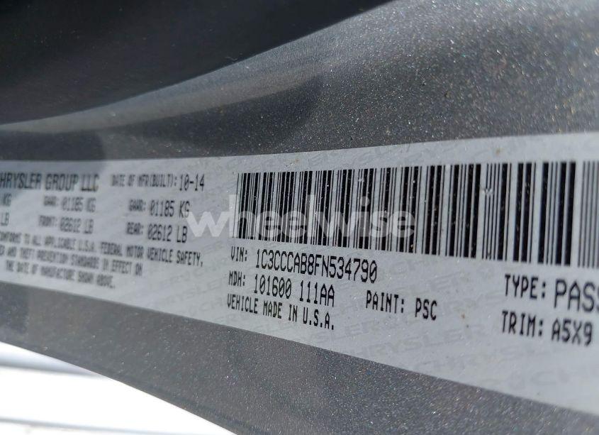 Photo 9 of 2015 Chrysler 200 LIMITED (VIN 1C3CCCAB8FN534790)