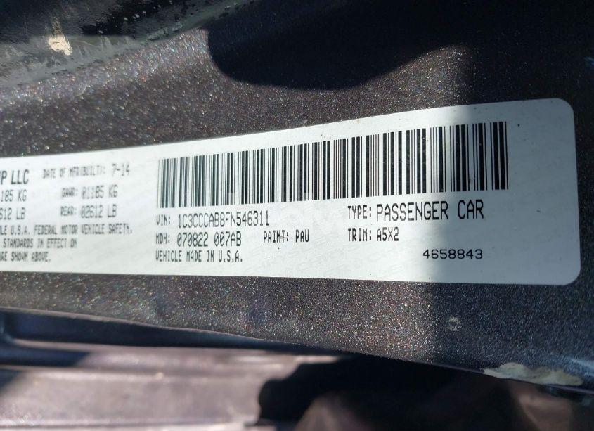 Photo 9 of 2015 Chrysler 200 LIMITED (VIN 1C3CCCAB8FN546311)