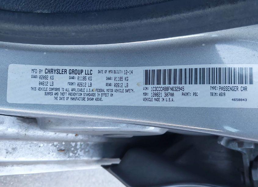 Photo 9 of 2015 Chrysler 200 LIMITED (VIN 1C3CCCAB8FN632945)