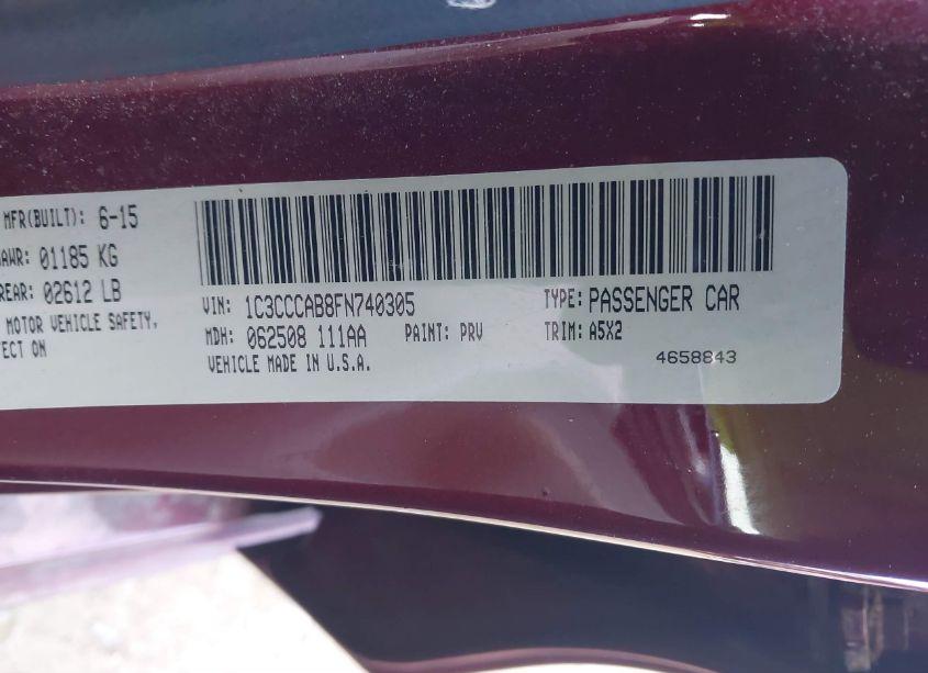 Photo 9 of 2015 Chrysler 200 LIMITED (VIN 1C3CCCAB8FN740305)