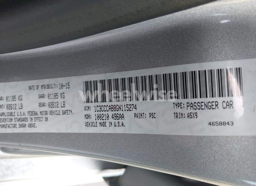 Photo 9 of 2016 Chrysler 200 LIMITED (VIN 1C3CCCAB8GN115274)