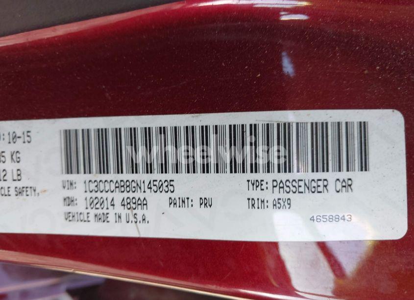 Photo 9 of 2016 Chrysler 200 LIMITED (VIN 1C3CCCAB8GN145035)