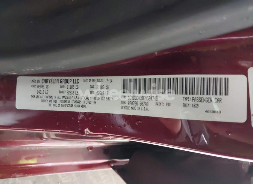 Photo 9 of 2015 Chrysler 200 LIMITED (VIN 1C3CCCAB9FN534748)