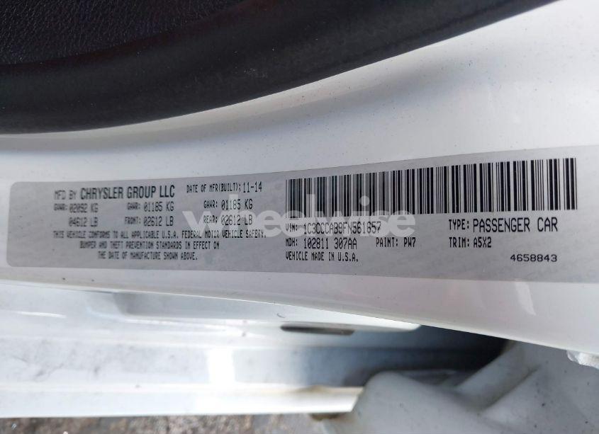 Photo 9 of 2015 Chrysler 200 LIMITED (VIN 1C3CCCAB9FN561657)