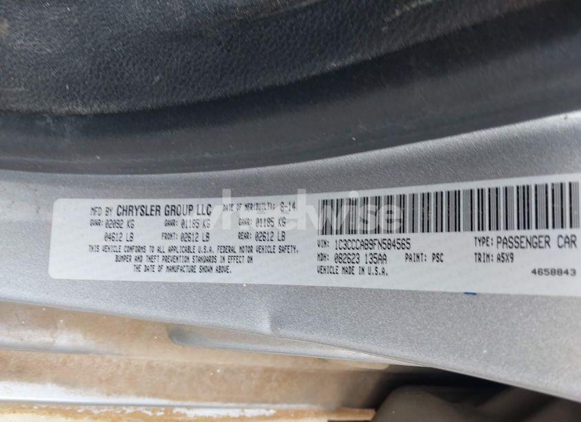 Photo 9 of 2015 Chrysler 200 LIMITED (VIN 1C3CCCAB9FN584565)