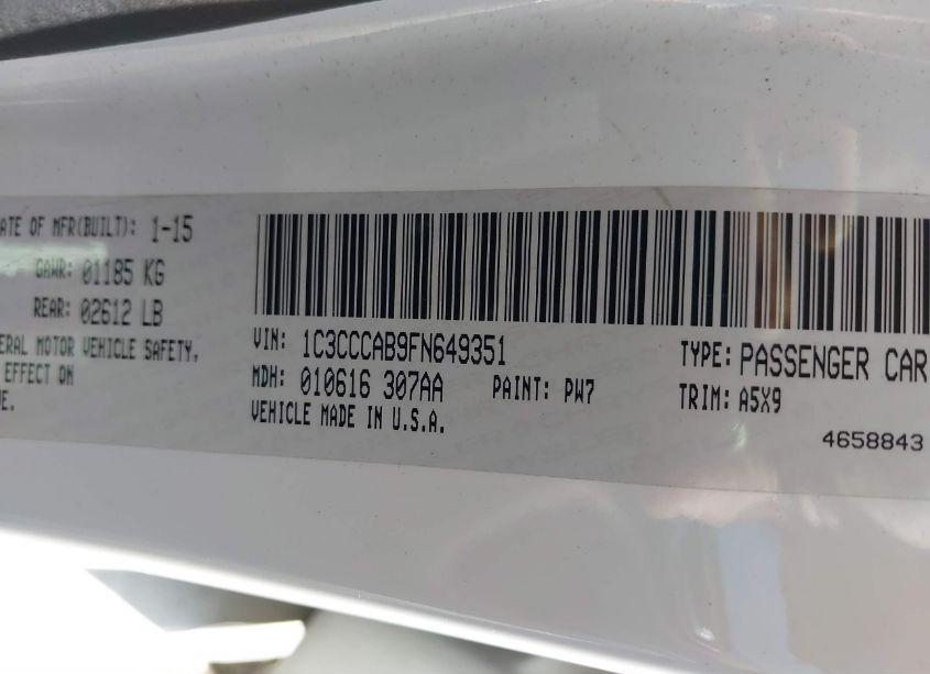 Photo 9 of 2015 Chrysler 200 LIMITED (VIN 1C3CCCAB9FN649351)