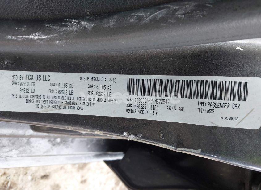 Photo 9 of 2015 Chrysler 200 LIMITED (VIN 1C3CCCAB9FN672547)