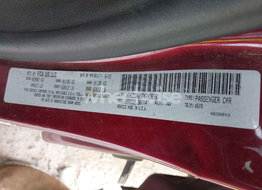 Photo 9 of 2015 Chrysler 200 LIMITED (VIN 1C3CCCAB9FN743696)