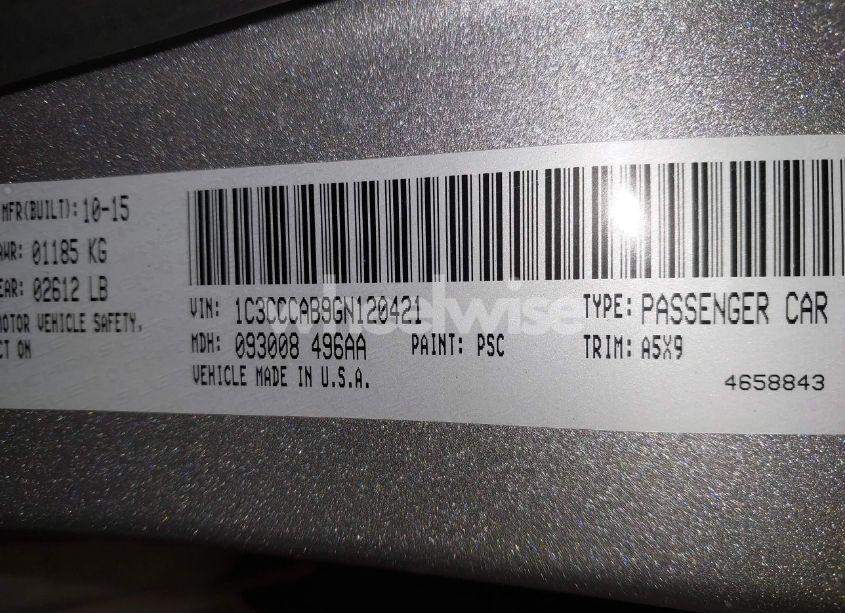 Photo 9 of 2016 Chrysler 200 LIMITED (VIN 1C3CCCAB9GN120421)