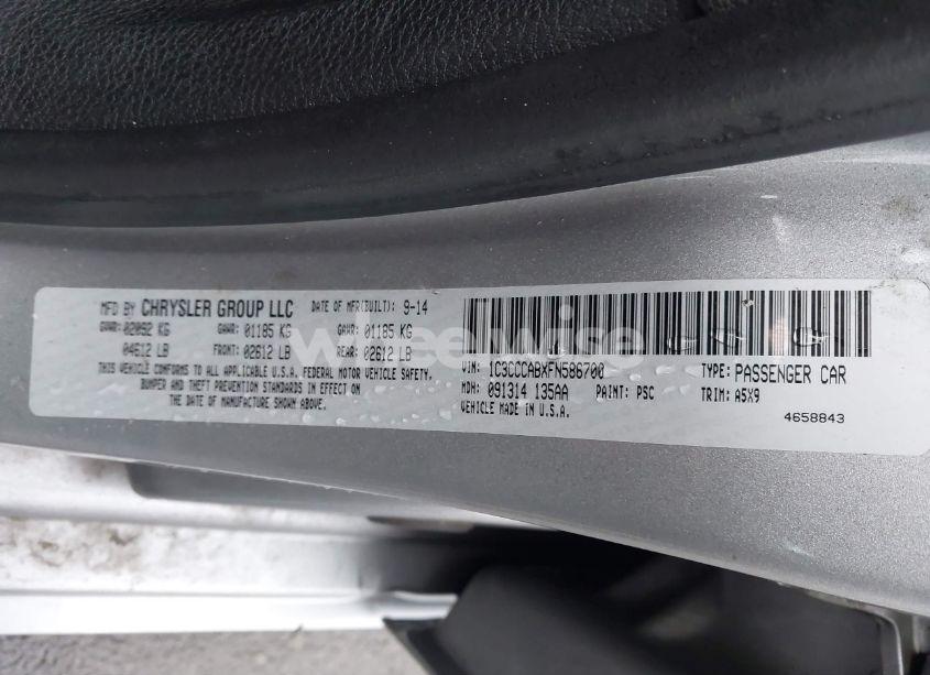 Photo 9 of 2015 Chrysler 200 LIMITED (VIN 1C3CCCABXFN586700)