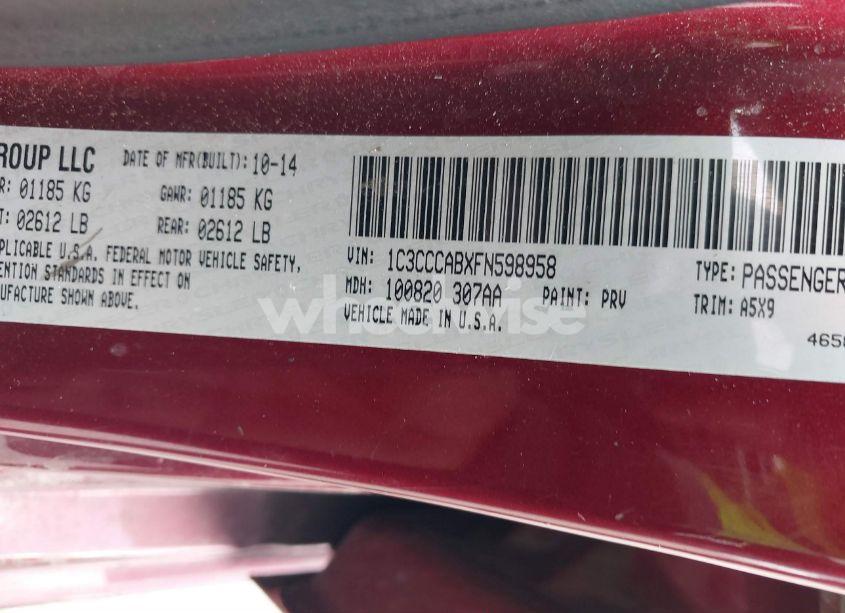 Photo 9 of 2015 Chrysler 200 LIMITED (VIN 1C3CCCABXFN598958)