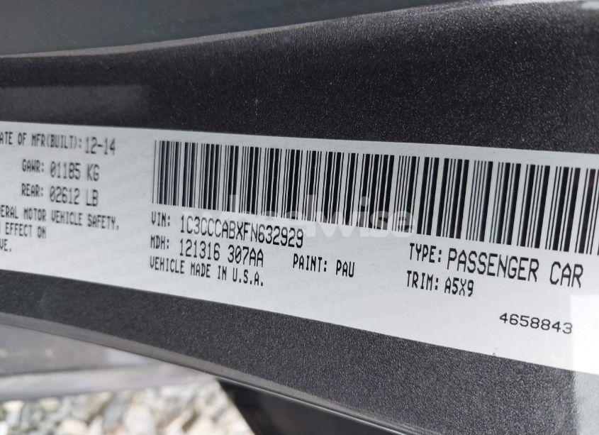 Photo 9 of 2015 Chrysler 200 LIMITED (VIN 1C3CCCABXFN632929)