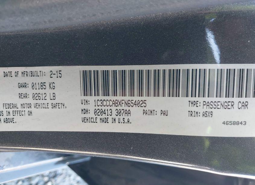 Photo 9 of 2015 Chrysler 200 LIMITED (VIN 1C3CCCABXFN654025)