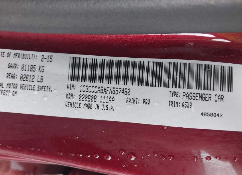 Photo 9 of 2015 Chrysler 200 LIMITED (VIN 1C3CCCABXFN657460)