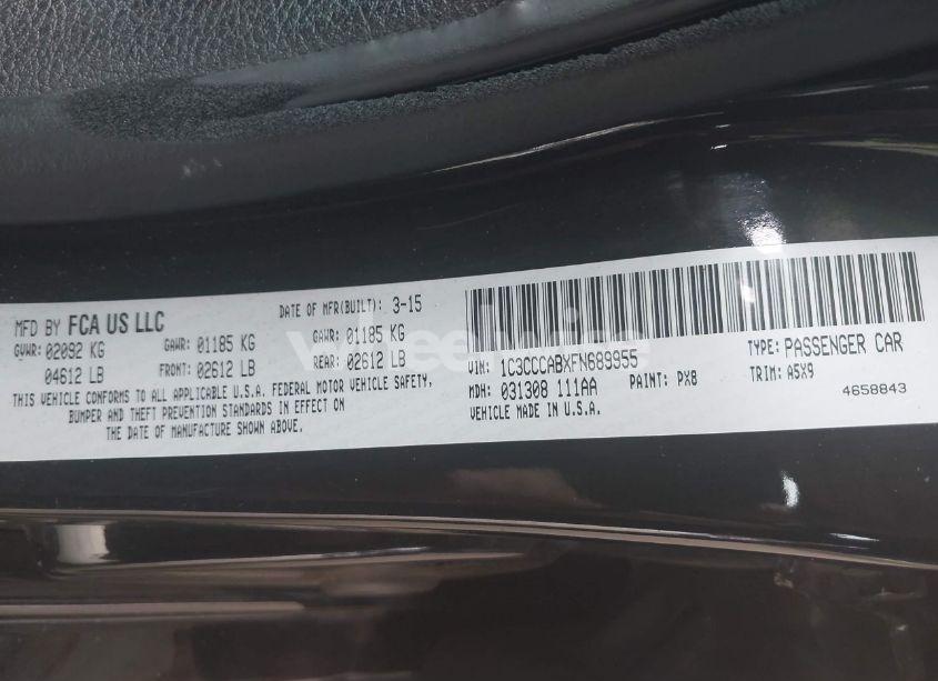 Photo 9 of 2015 Chrysler 200 LIMITED (VIN 1C3CCCABXFN689955)