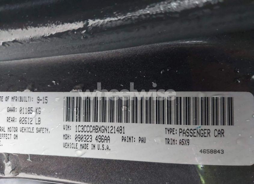 Photo 9 of 2016 Chrysler 200 LIMITED (VIN 1C3CCCABXGN121481)