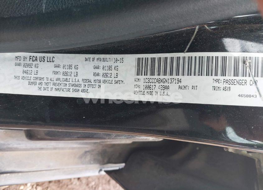 Photo 9 of 2016 Chrysler 200 LIMITED (VIN 1C3CCCABXGN137194)