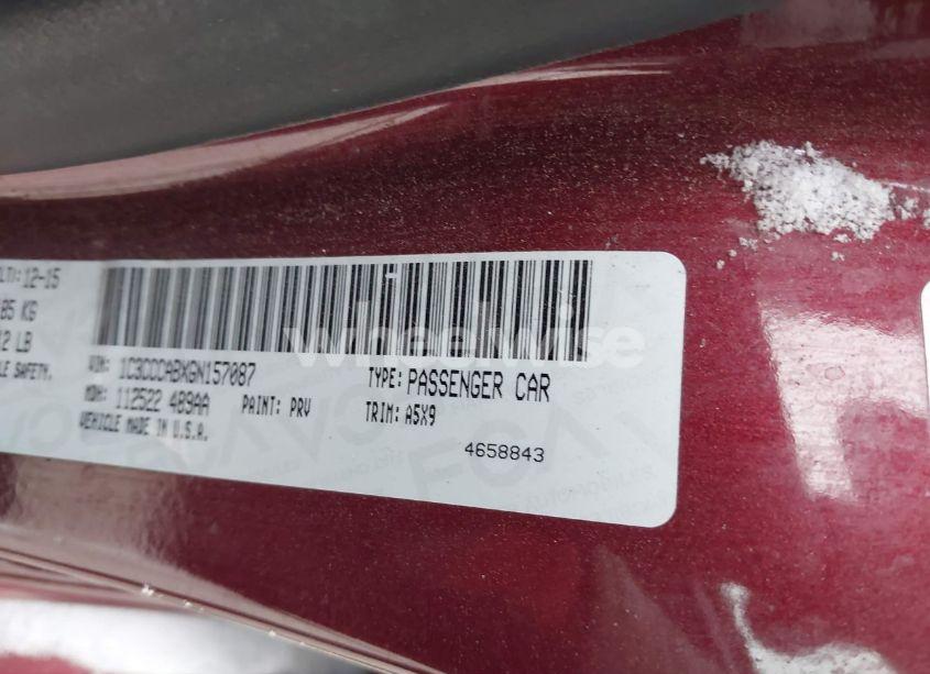 Photo 9 of 2016 Chrysler 200 LIMITED (VIN 1C3CCCABXGN157087)