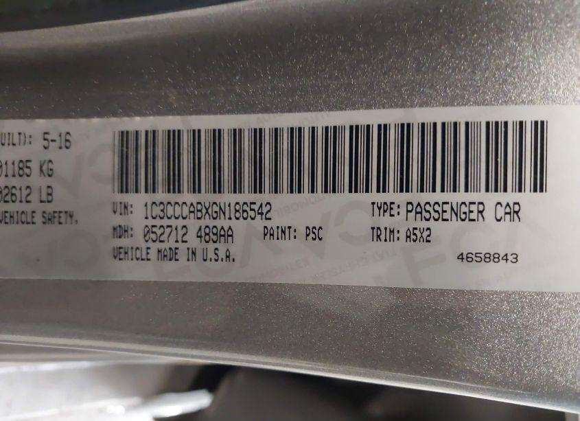 Photo 9 of 2016 Chrysler 200 LIMITED (VIN 1C3CCCABXGN186542)