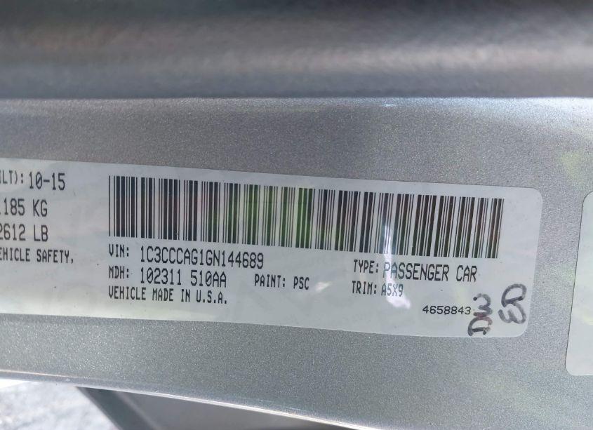 Photo 9 of 2016 Chrysler 200 LIMITED (VIN 1C3CCCAG1GN144689)